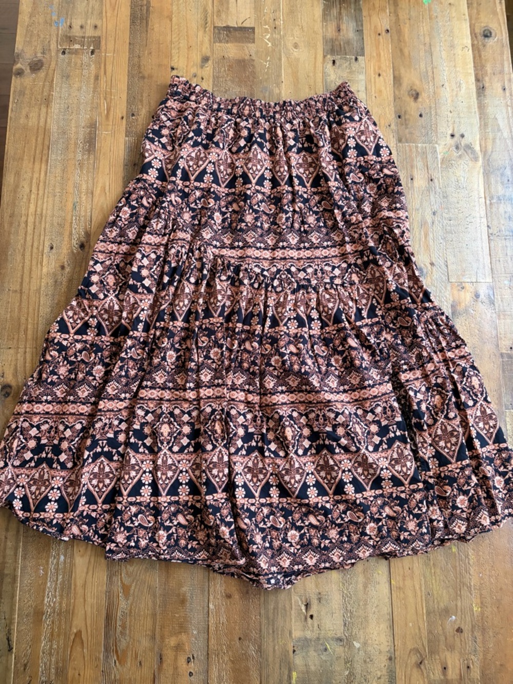 Free People Printed Flowy Maxi Skirt With Pockets
